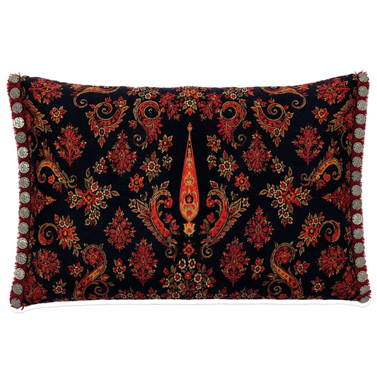 Black Paisley Cushions Cover With Coins