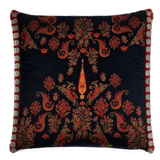 Black Paisley Cushions Cover With Coins