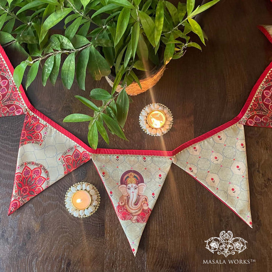 Brocade printed Ganpati Toran / Bunting