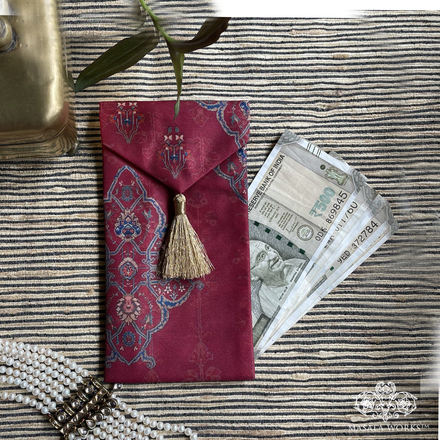 Ornate Mughal Boota Rust Gift Envelope - Small