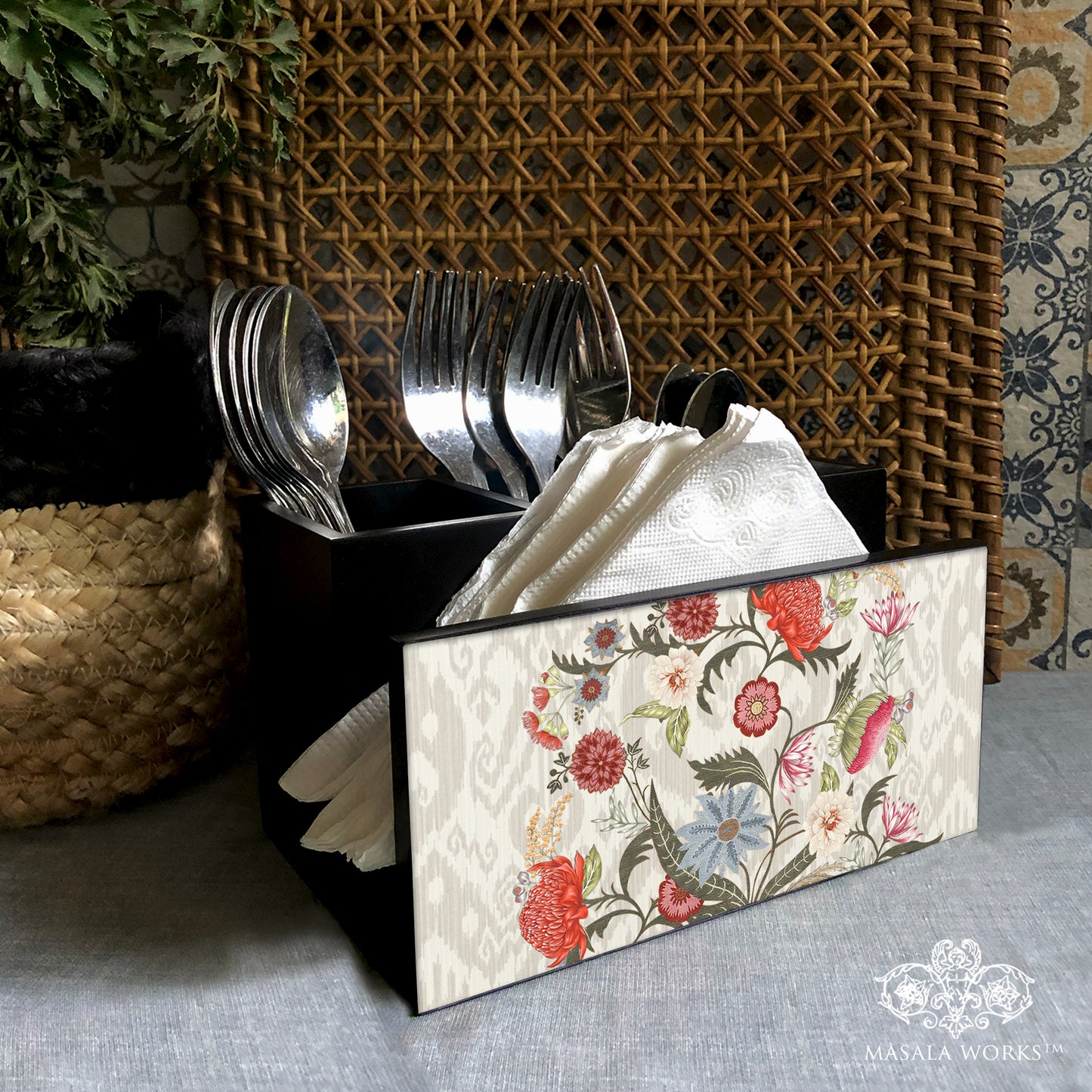 Ikat Chintz Stand with Tissue Paper Holder