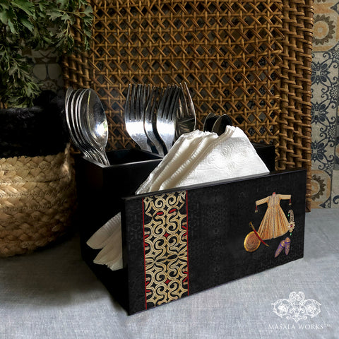 Royal Robe Cutlery Stand with Tissue Paper Holder
