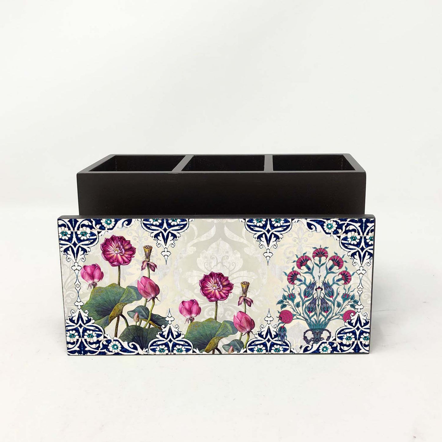 Enchanted Lotus Cutlery Stand with Tissue Paper Holder.