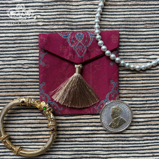 Ornate Mughal Boota Rust Gift Pouch - Mini