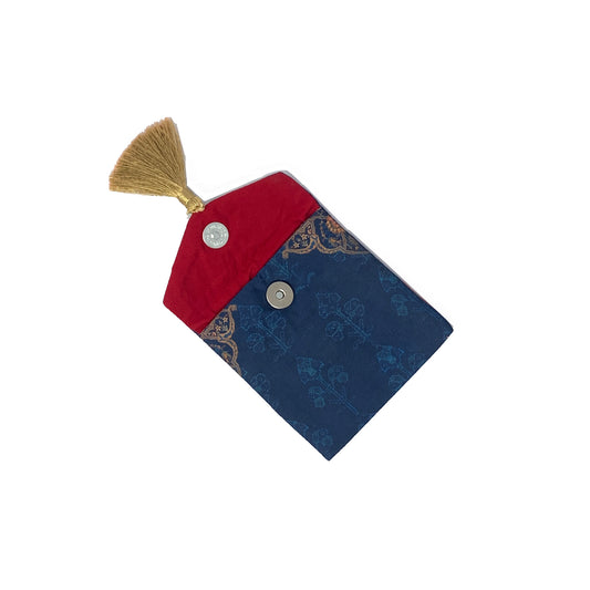 Ornate Mughal Boota Deep Blue Gift Pouch - Mini