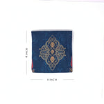 Ornate Mughal Boota Deep Blue Gift Pouch - Small