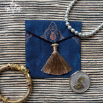 Ornate Mughal Boota Deep Blue Gift Pouch - Small