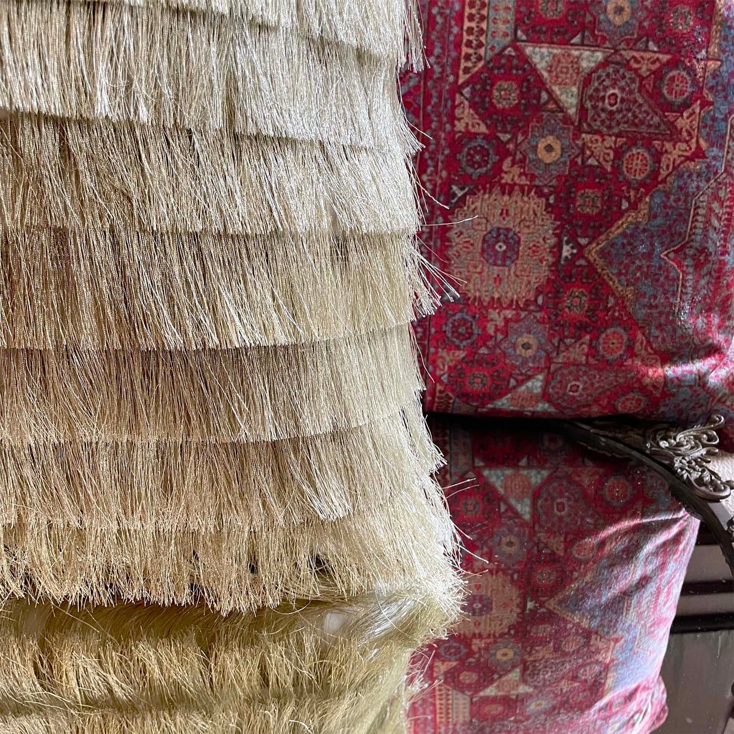 Golden Fringes cushion cover