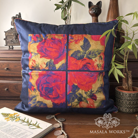 Bohemian Rose Tiles Cushion Cover