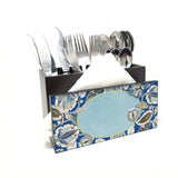 Azure Foliage Cutlery Stand with Tissue Paper Holder