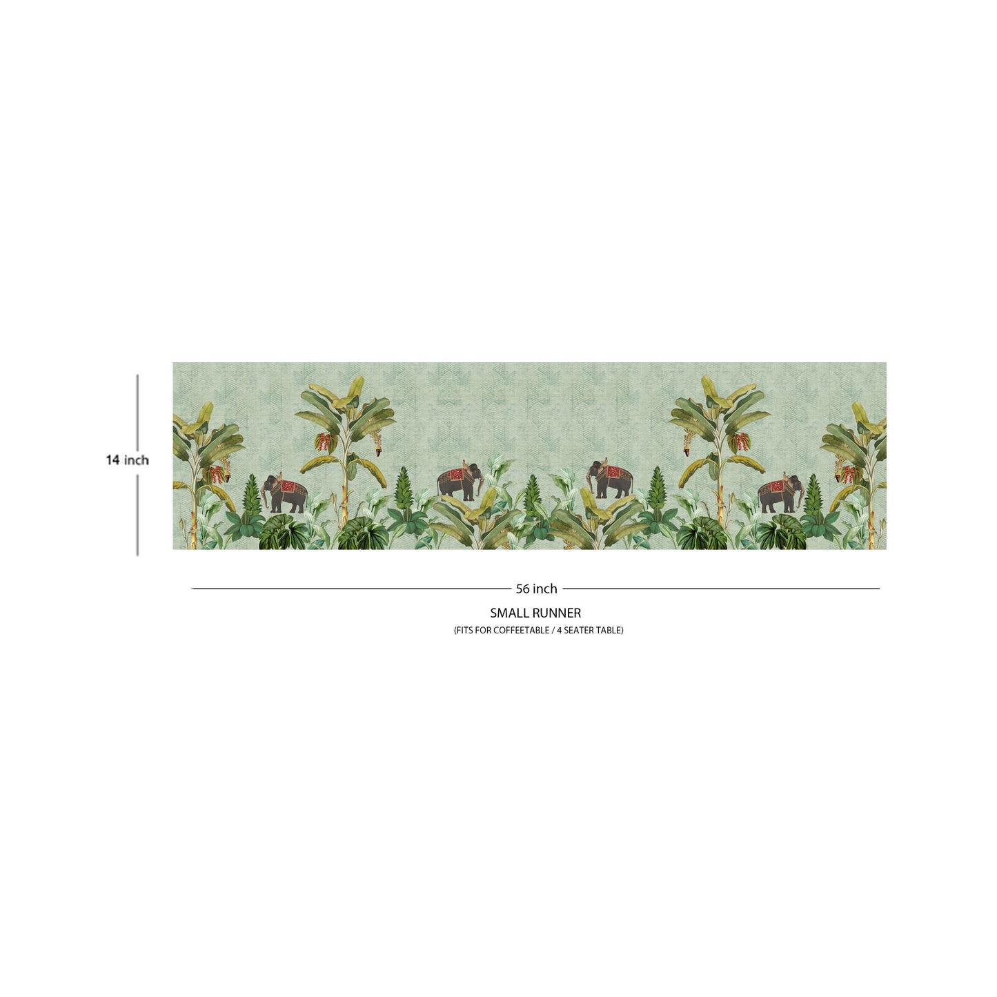 Tropical Elephant Cotton Table Runner