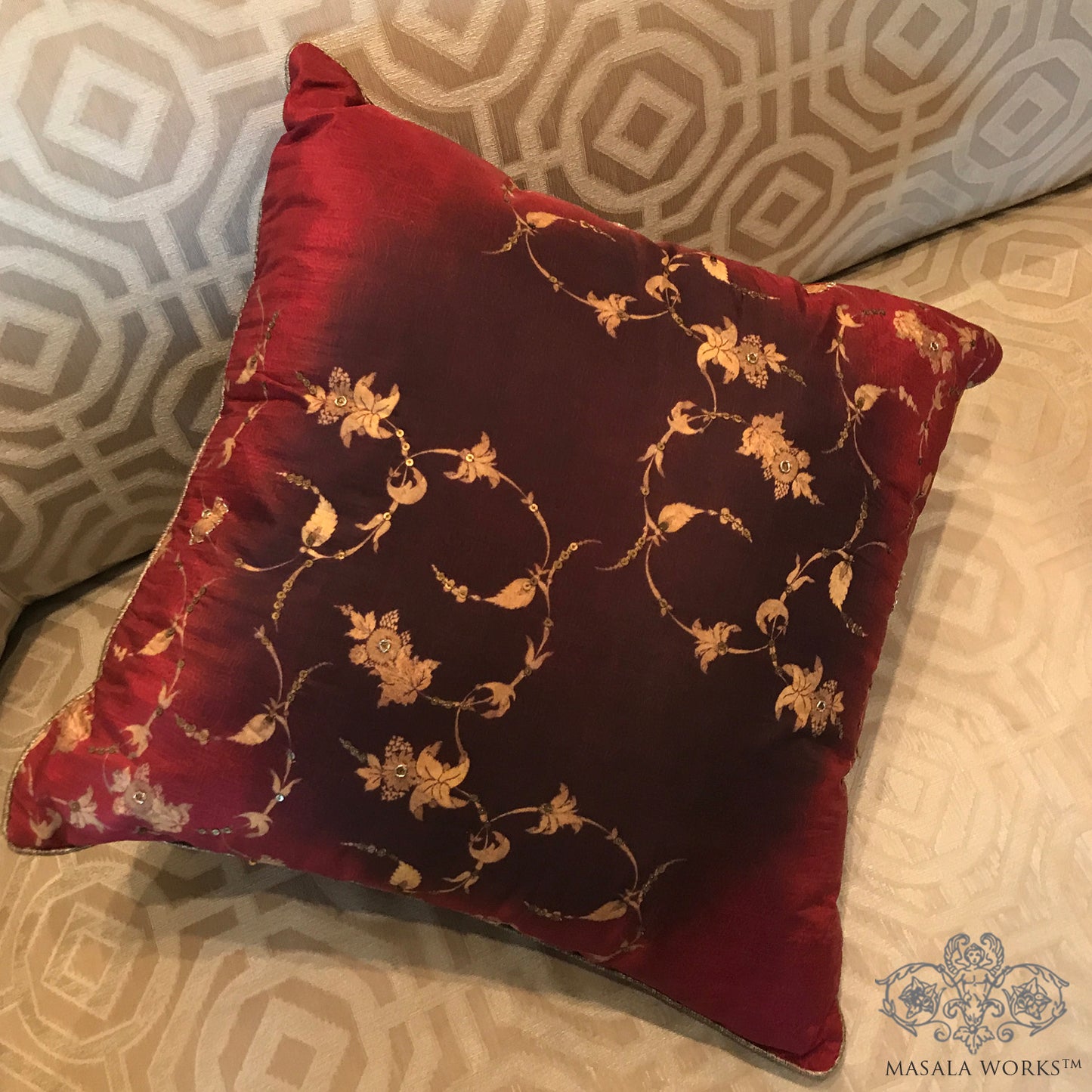 Embellished Ombre Jaal Embroidered Cushion Cover  1 Last Pice