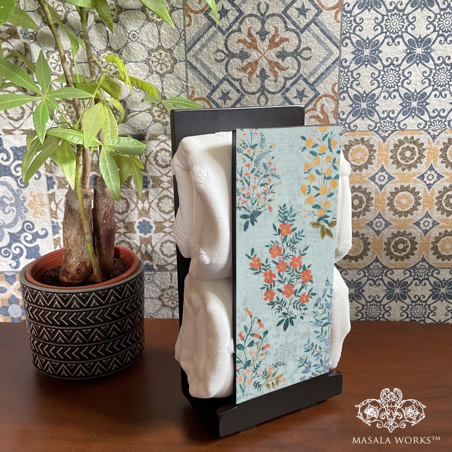 Floral Bushes Cloth Napkin Stand