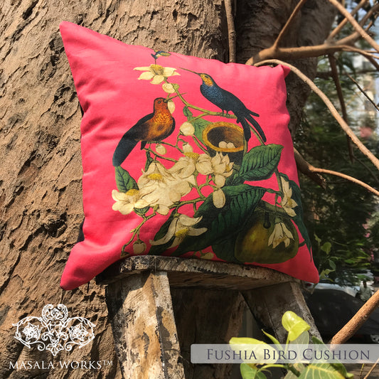 Fushia Bird Cushion Cover  1 Last Pice