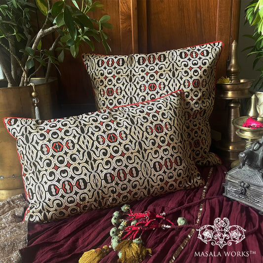 Geometric Jaal Cushion Cover