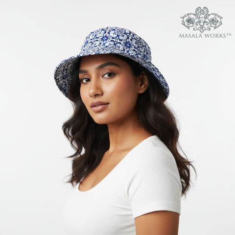 Marrakech Blue Pottery Bucket Hat