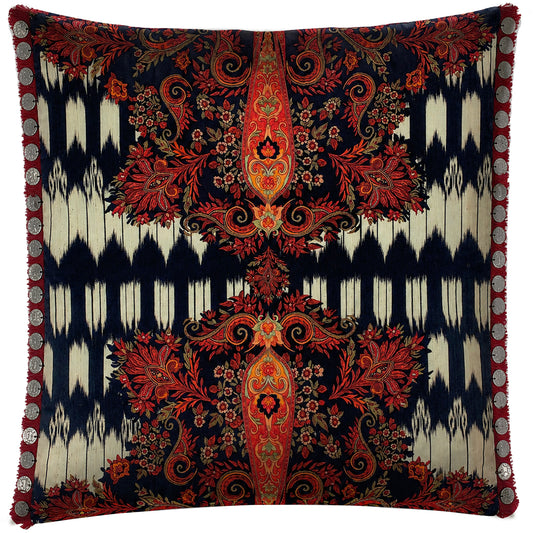 Black & White Paisley Cushions Cover With Coins
