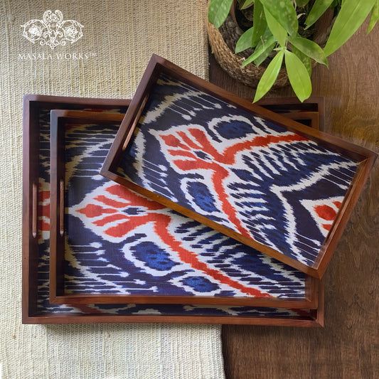 Indigo Rhythm Ikat Tray Set