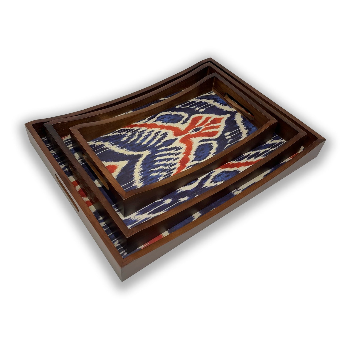 Indigo Rhythm Ikat Tray Set