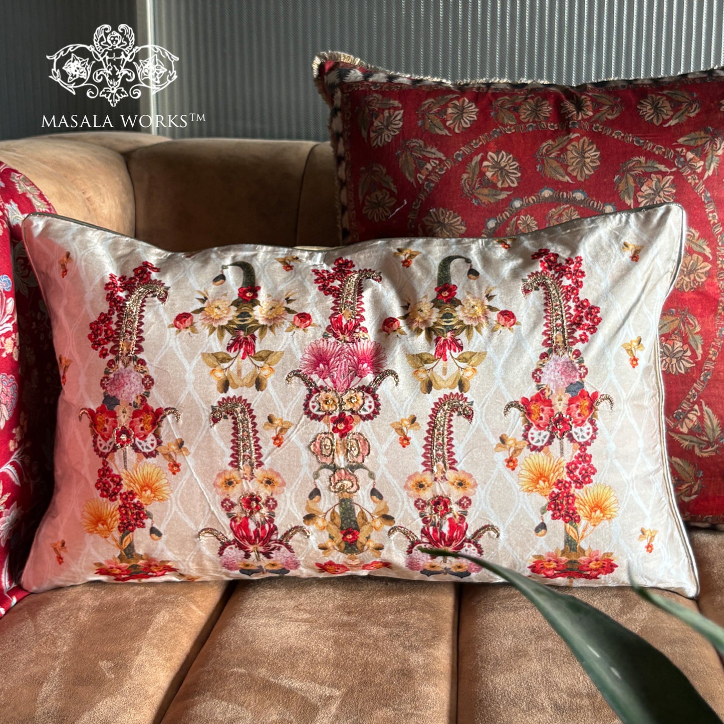 Jewel Floral Long  Cushion Cover