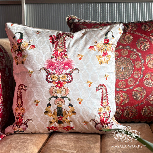 Floral Jewelled Kilangi Embroidered Cushion Cover