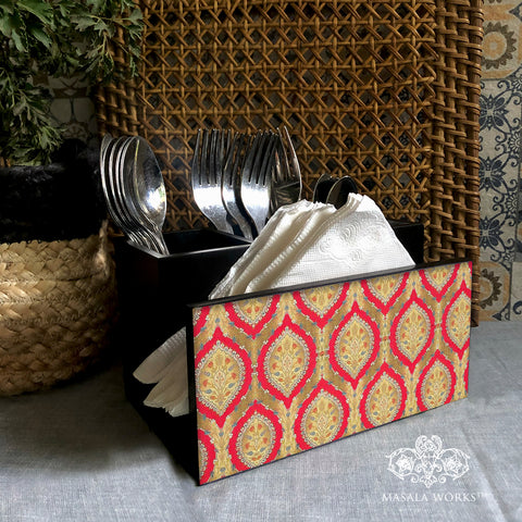 Royal Jaal Cutlery Stand with Tissue Paper Holder
