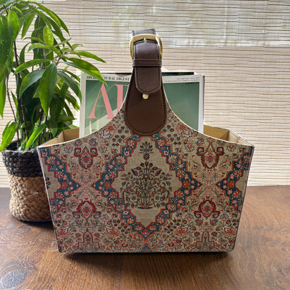 Classic Persian Kilim Magazine/Gift Basket