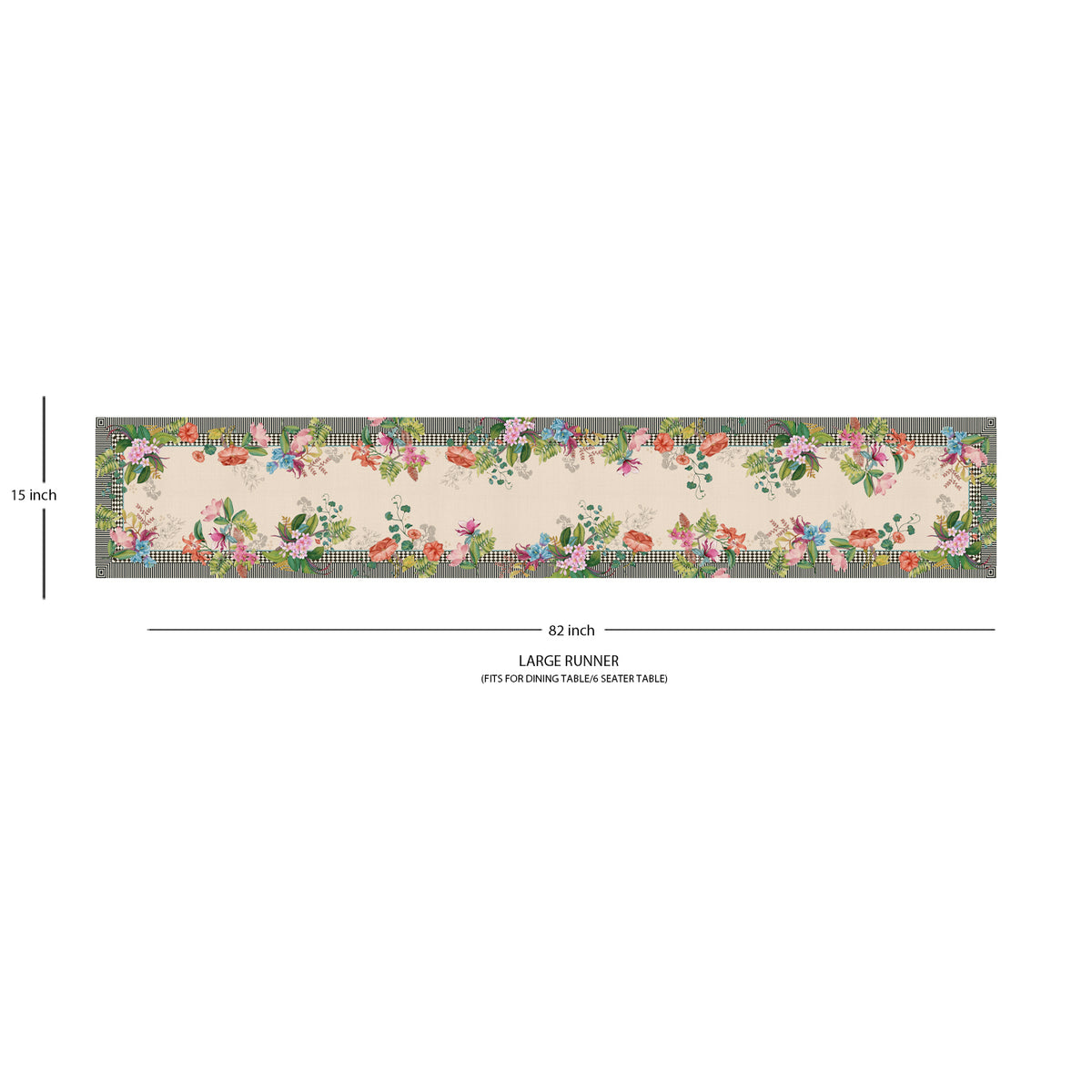 Monochrome Meadow Cotton Table Runner