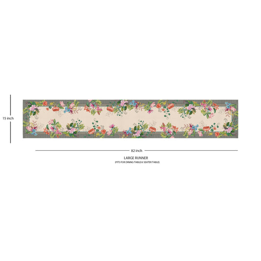 Monochrome Meadow Cotton Table Runner