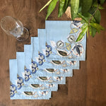 Azure Foliage Set Of 6 Table Napkins