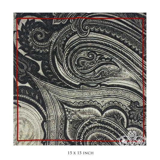 B&W Paisley Set Of 6 Table Napkins