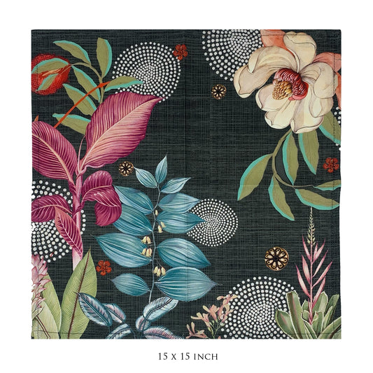 Midnight Foliage Set Of 6 Table Napkins