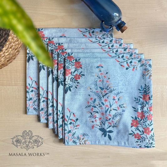 Floral Bushes Set Of 6 Table Napkins