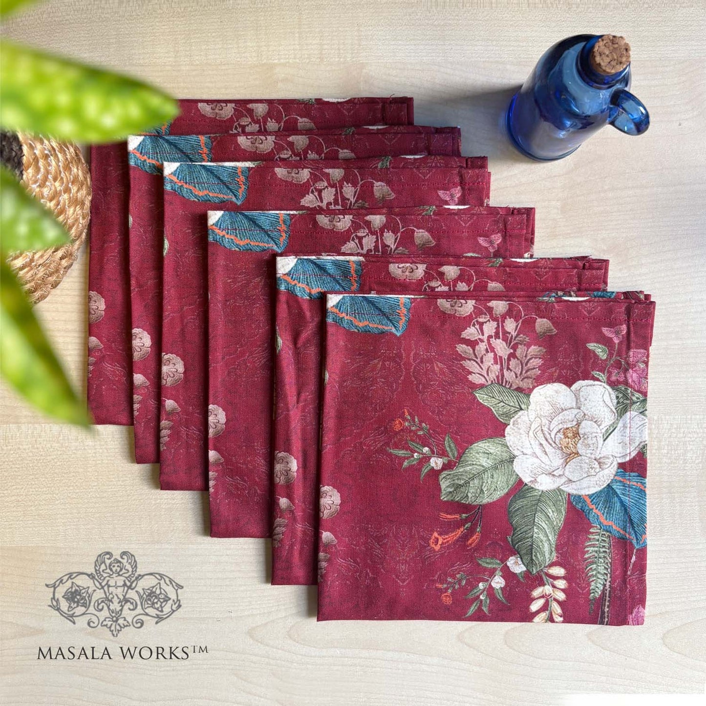 Indian Mogra Set Of 6 Table Napkins