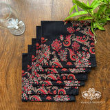 Pashmina Black Set Of 6 Table Napkins