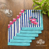 Stripes And Petal Set Of 6 Table Napkins