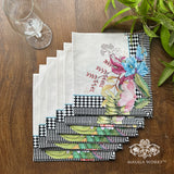 Monochrome Meadow Set Of 6 Table Napkins