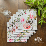 Peonys in Bloom Set Of 6 Table Napkins