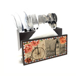 Postcard Paris Cutlery Stand with Tissue Paper Holder