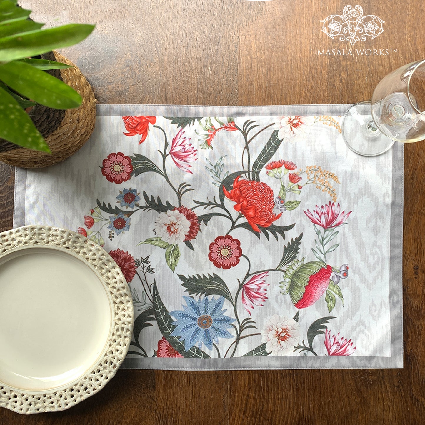 Ikat Chintz Fabric Table mats (set of 2)