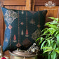 Ornate Mughal Boota Deep blue cushion cover
