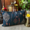 Ornate Mughal Boota Deep blue long  cushion cover