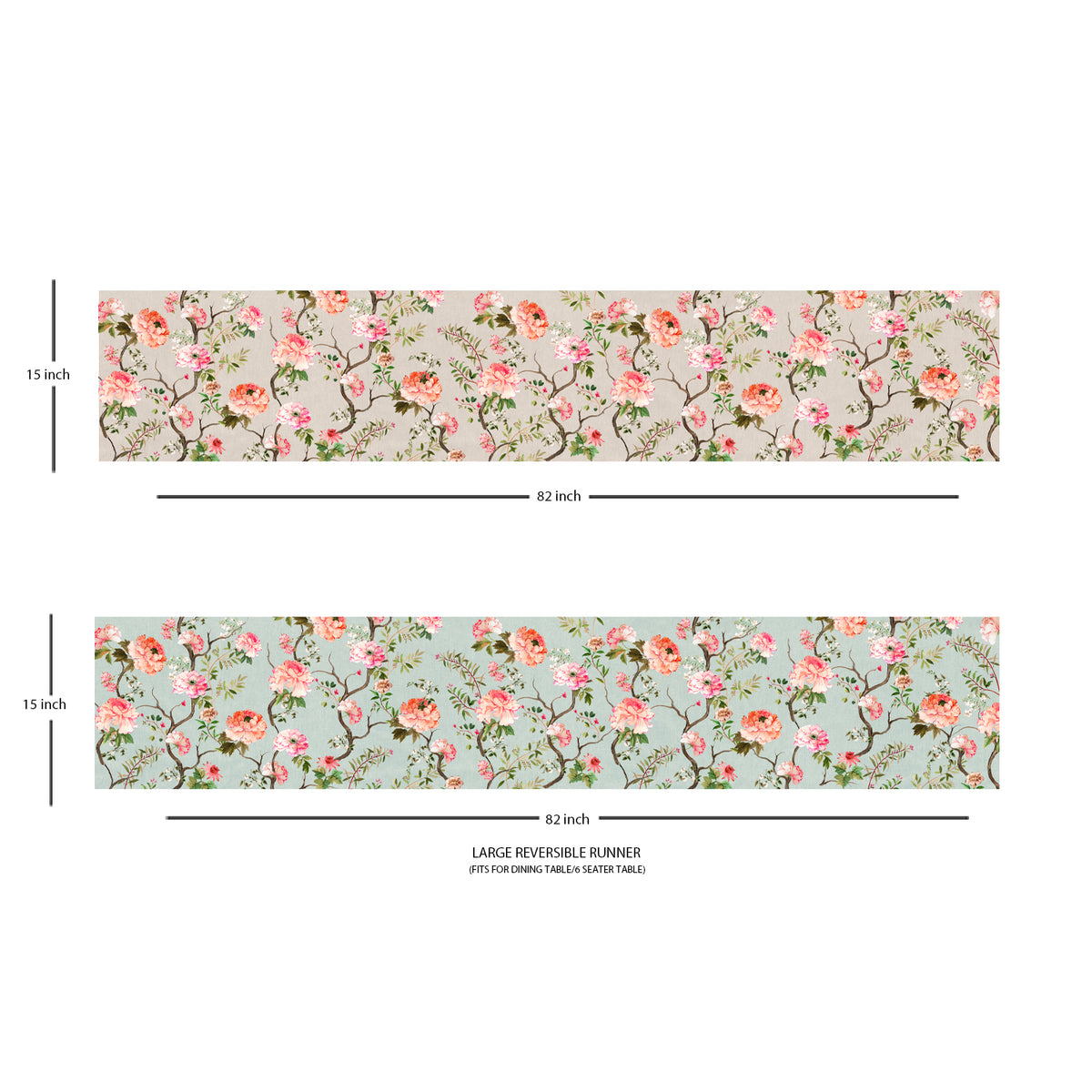 Peonys in Bloom Reversible Table Runner