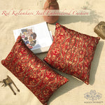 Red Kalamkari Jaal Embroidered Cushion Cover
