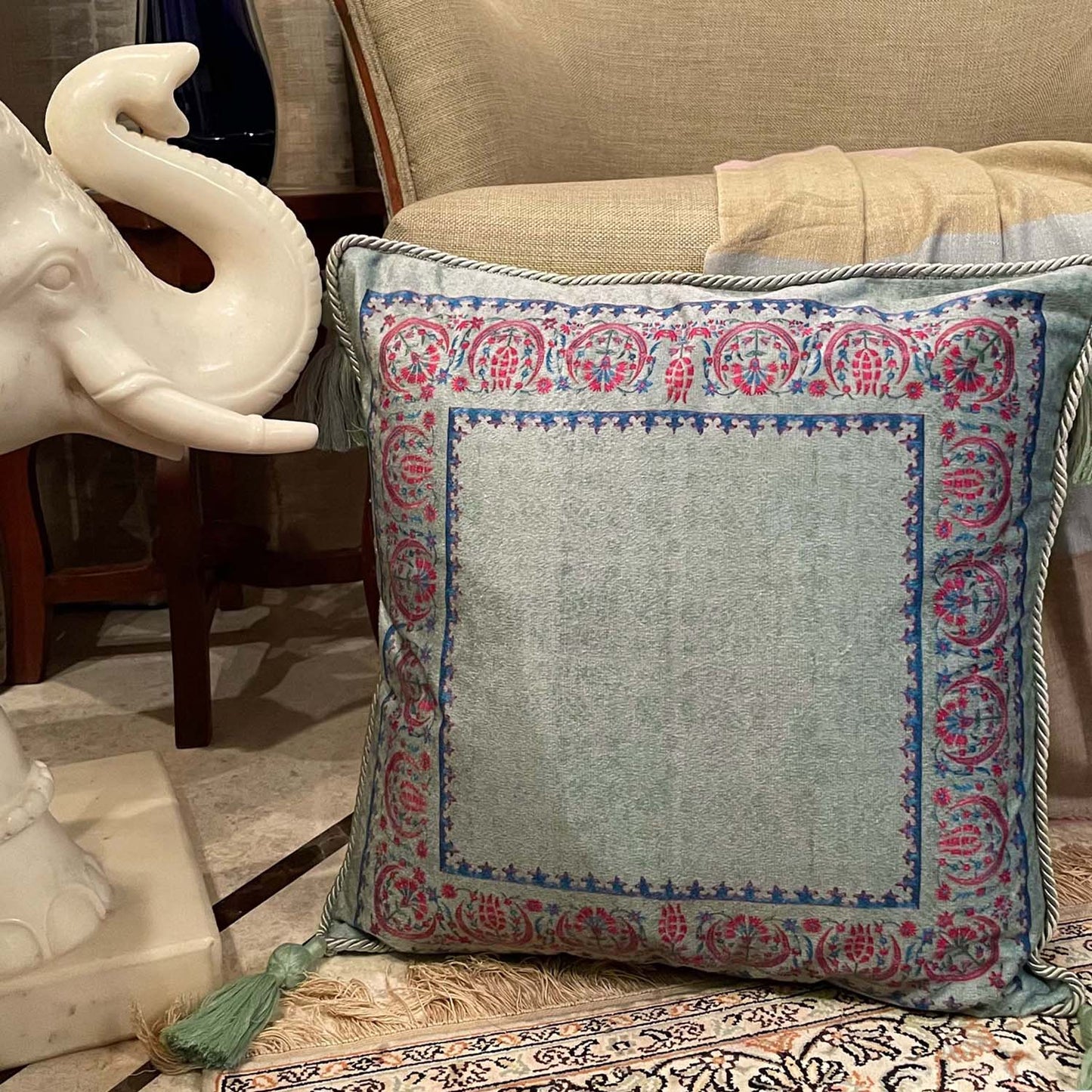 Suzani Boota Border Cushion Cover