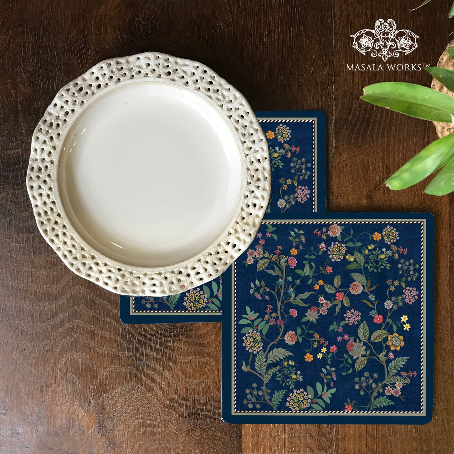 Little Blue Chintz Flowers Trivet