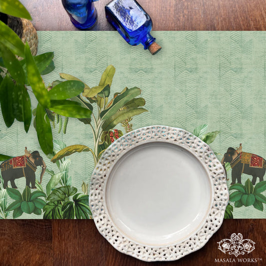 Tropical Elephant Cotton Table Runner