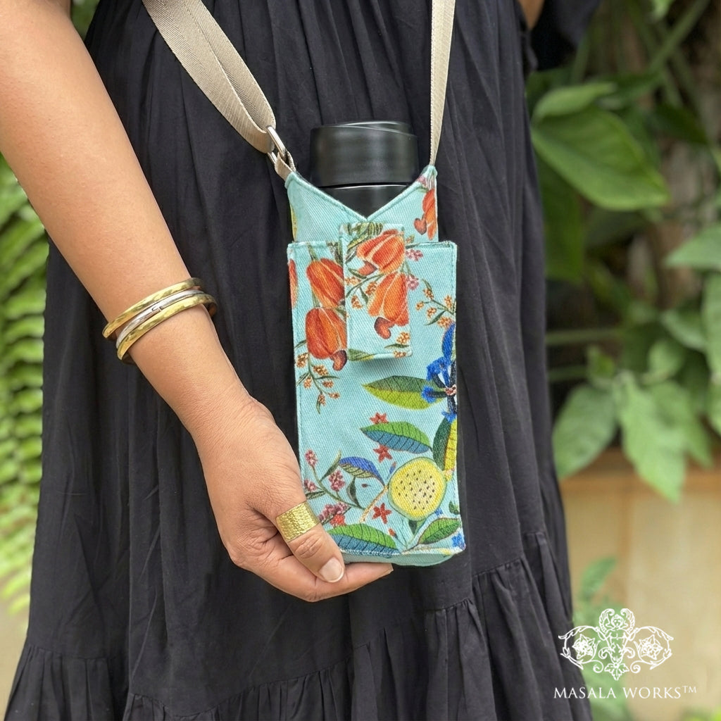 Tropical Fruit Canopy Water Bottle sling with Mobile Holder