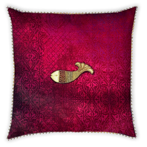 Ornate Machali Embroidered Cushion Cover
