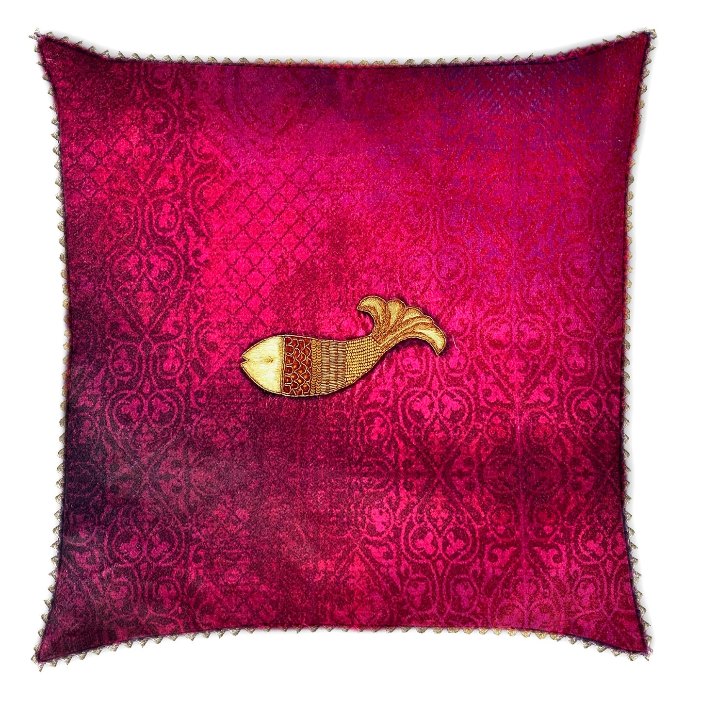 Ornate Machali Embroidered Cushion Cover